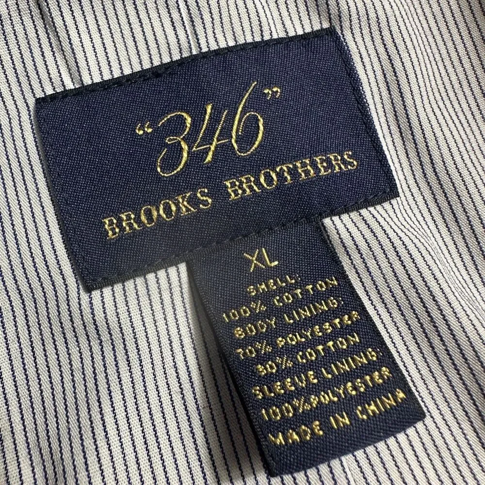 BROOKS BROTHERS Mens Blazer Unconstructured Jacket Sport Coat XL 46R Navy Cotton